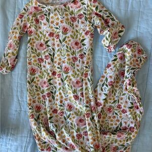 Floral Sleep Sack Gown in Pink & Green - Baby Pajama